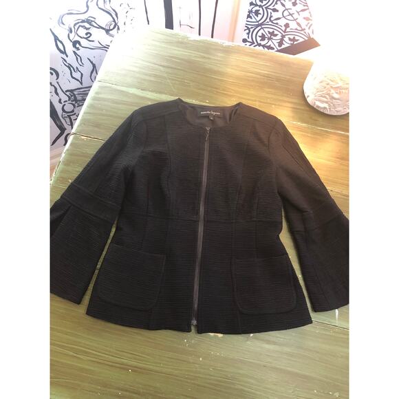 Nanette Lepore EUC Women's Black Zip Front Fit and Flare Blazer - Size 6 - Picture 1 of 9